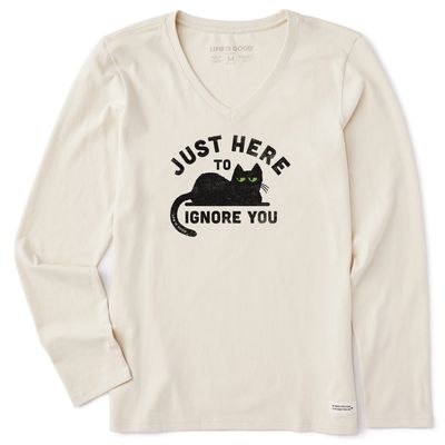 Women&#39;s Here To Ignore You Long Sleeve Vee Neck Tee Shirt