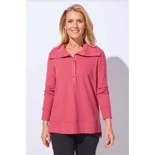 Buttery Rib Knit Snap To It Pullover, Color: Garnet, Size: Small