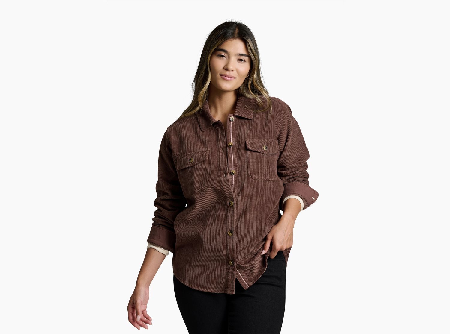 Tallula Cord Shirt, Color: Coffee, Size: XS