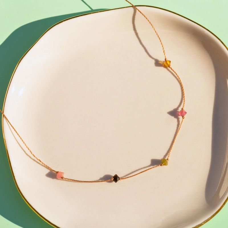 Rainbow Tourmaline Celestial Necklace For Happiness