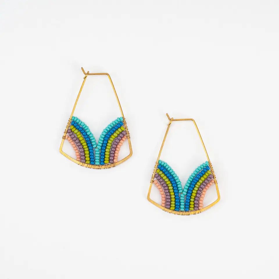 Wellspring Beaded Hoop Earrings, Color: Playful