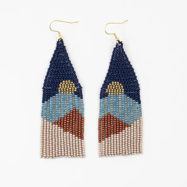 Vista Beaded Fringe Earring, Color: Midnight Bronze