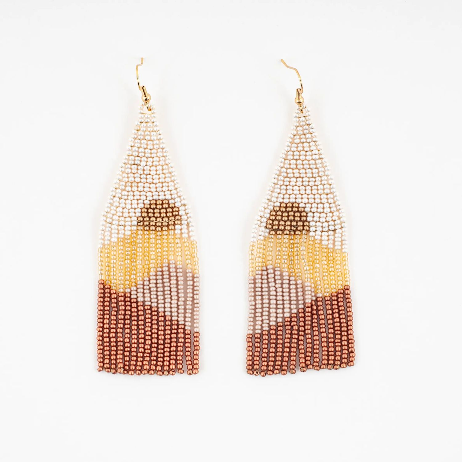 Vista Beaded Fringe Earring, Color: Lemon Cream