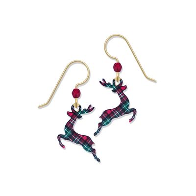 Xmas Plaid Reindeer Earrings