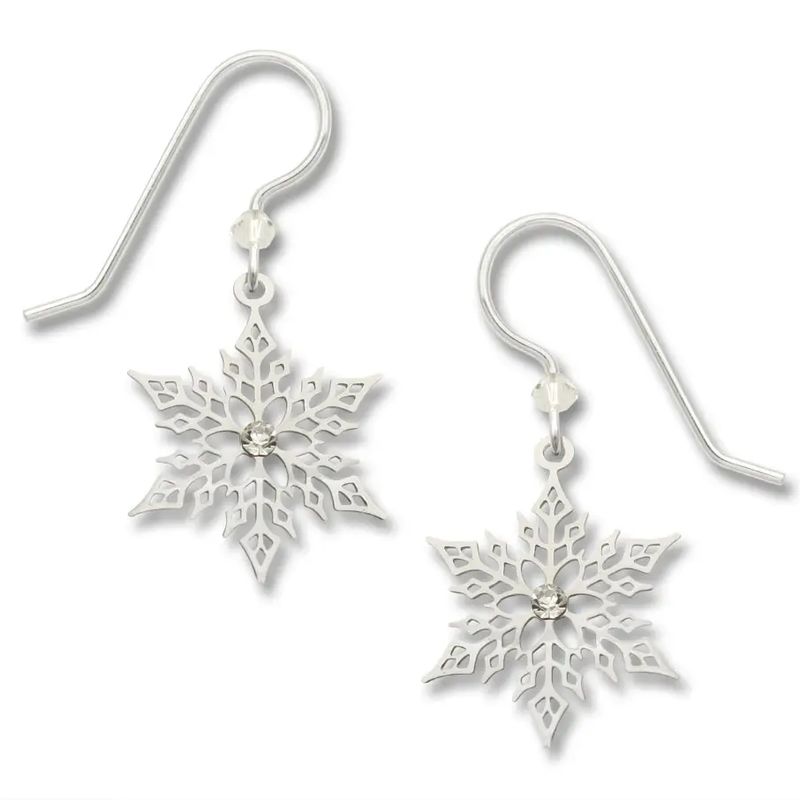Xmas Large Filigree Snowflake w/Rhinestones Earring