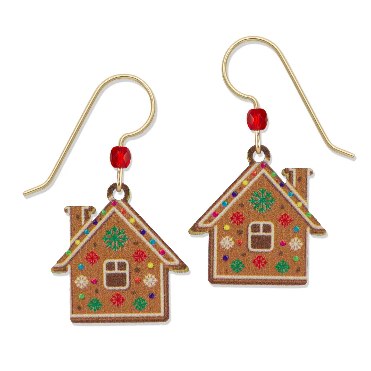 Xmas Gingerbread House Earrings, Color: Gold