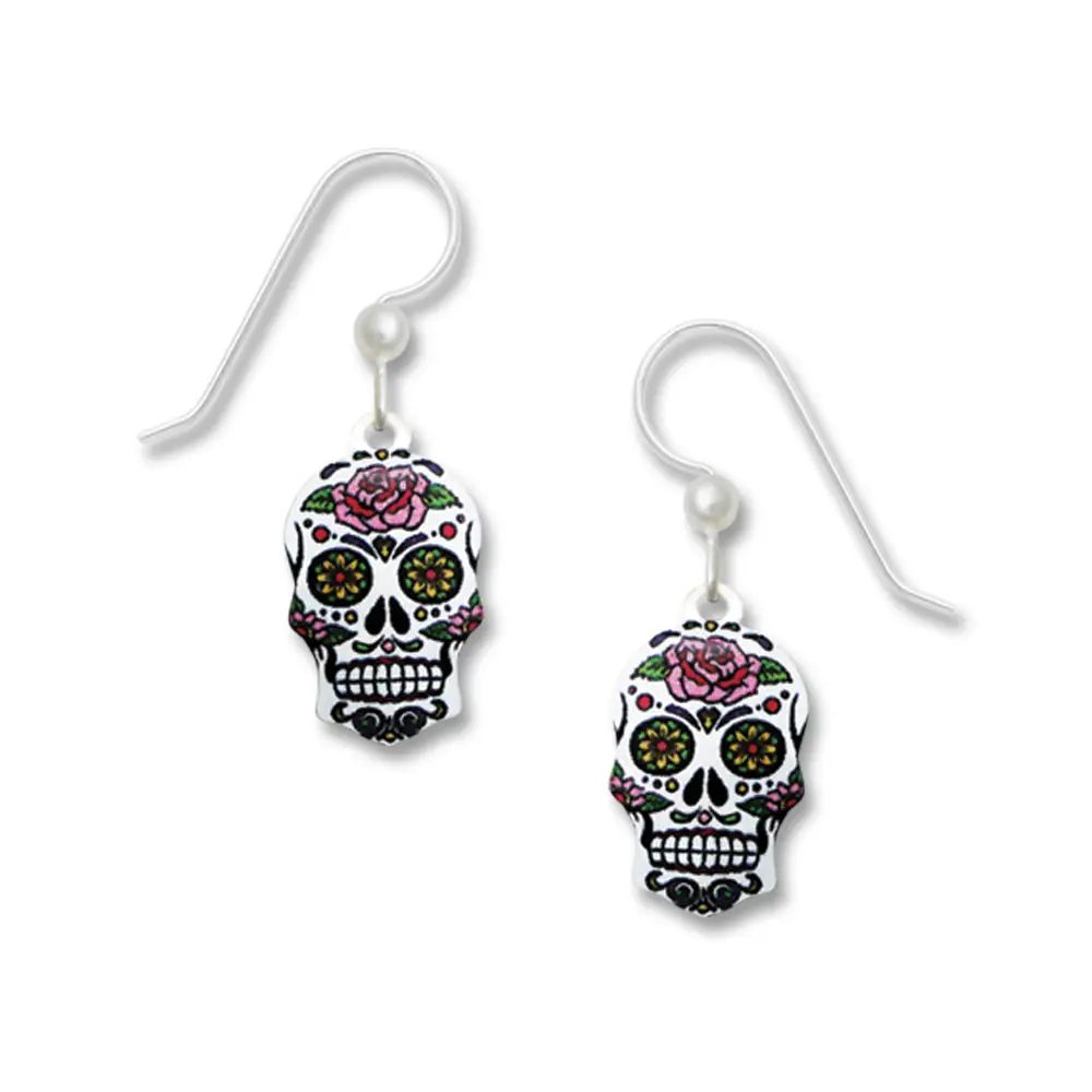 Sugar Skull Earring, Color: Silver