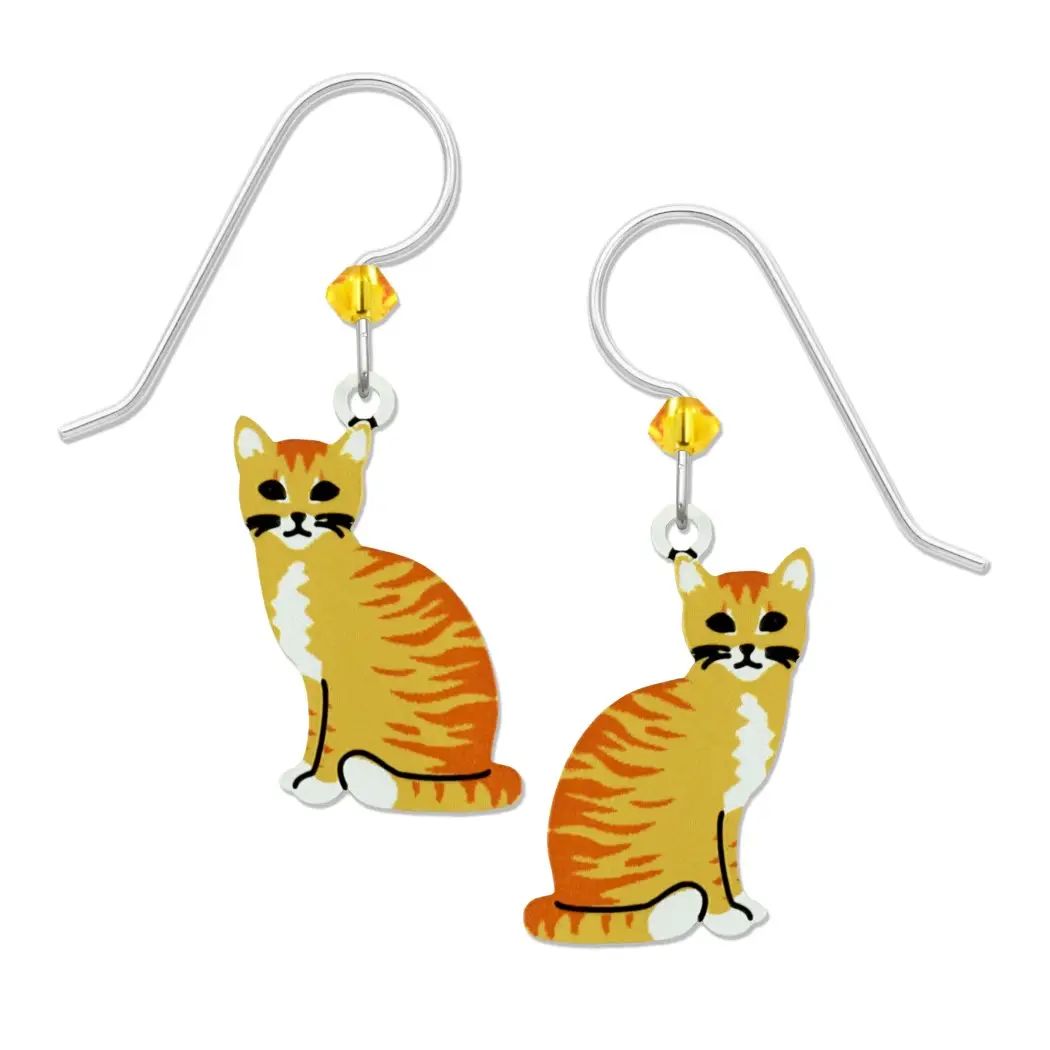 Short Hair Orange Tabby Earrings, Color: Silver