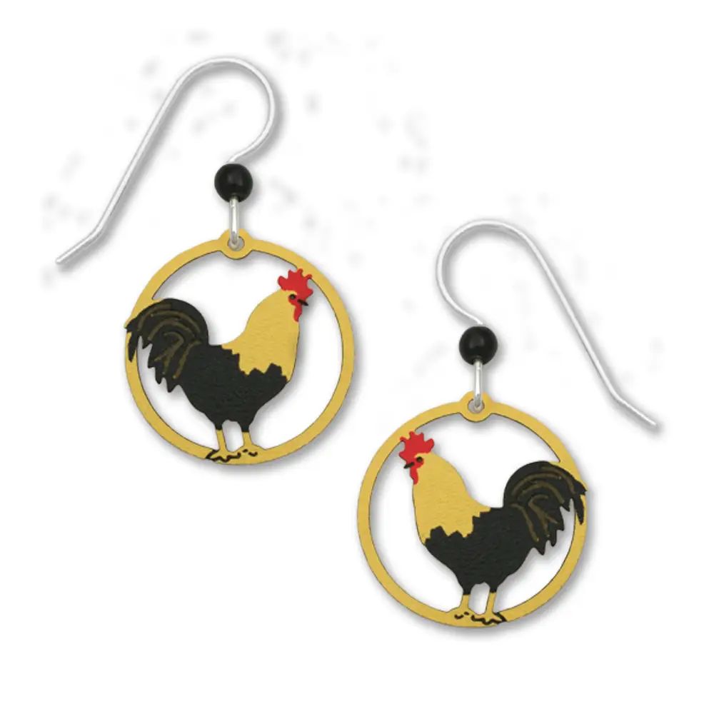 Rooster Earrings, Color: Silver