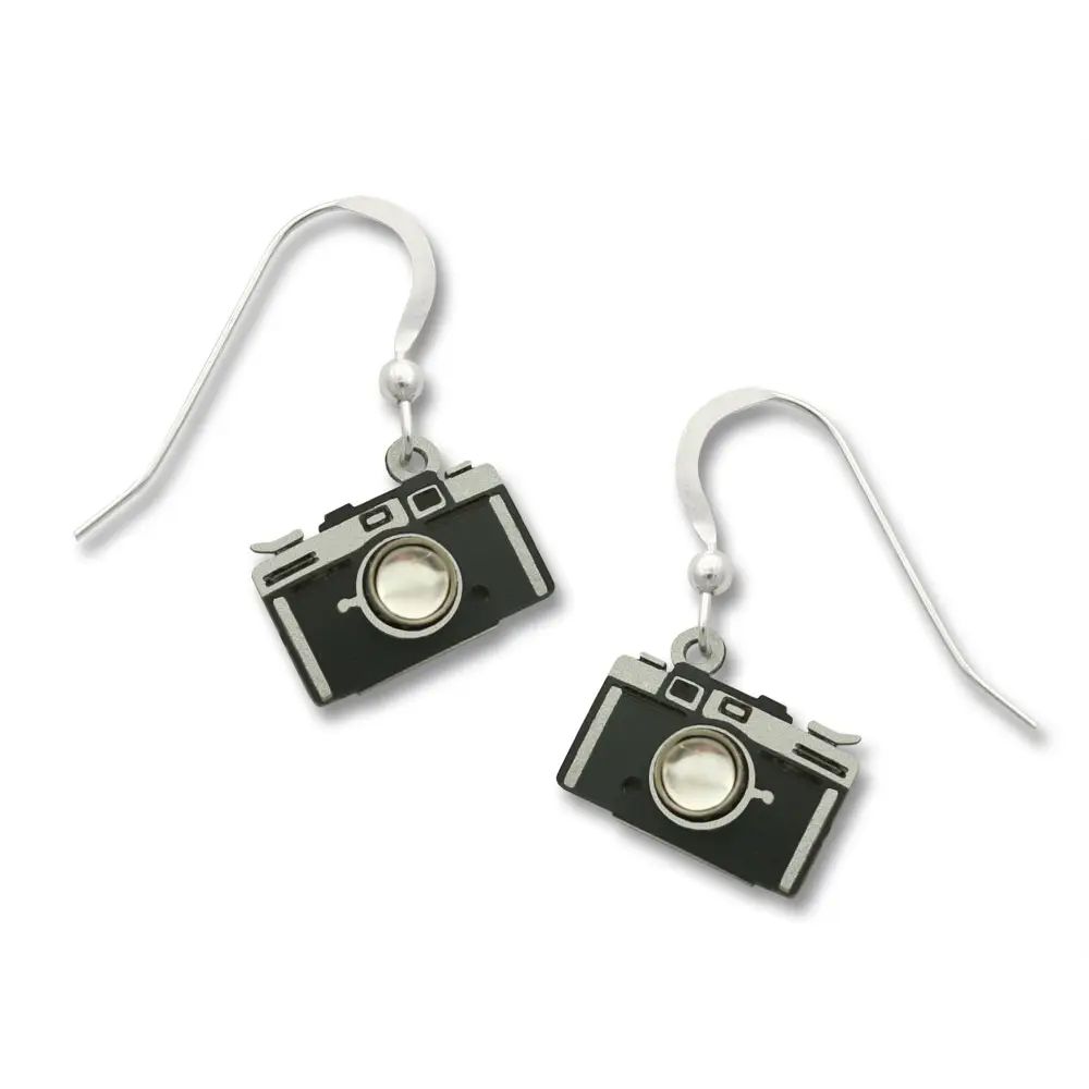 Retro Camera Earrings, Color: Silver