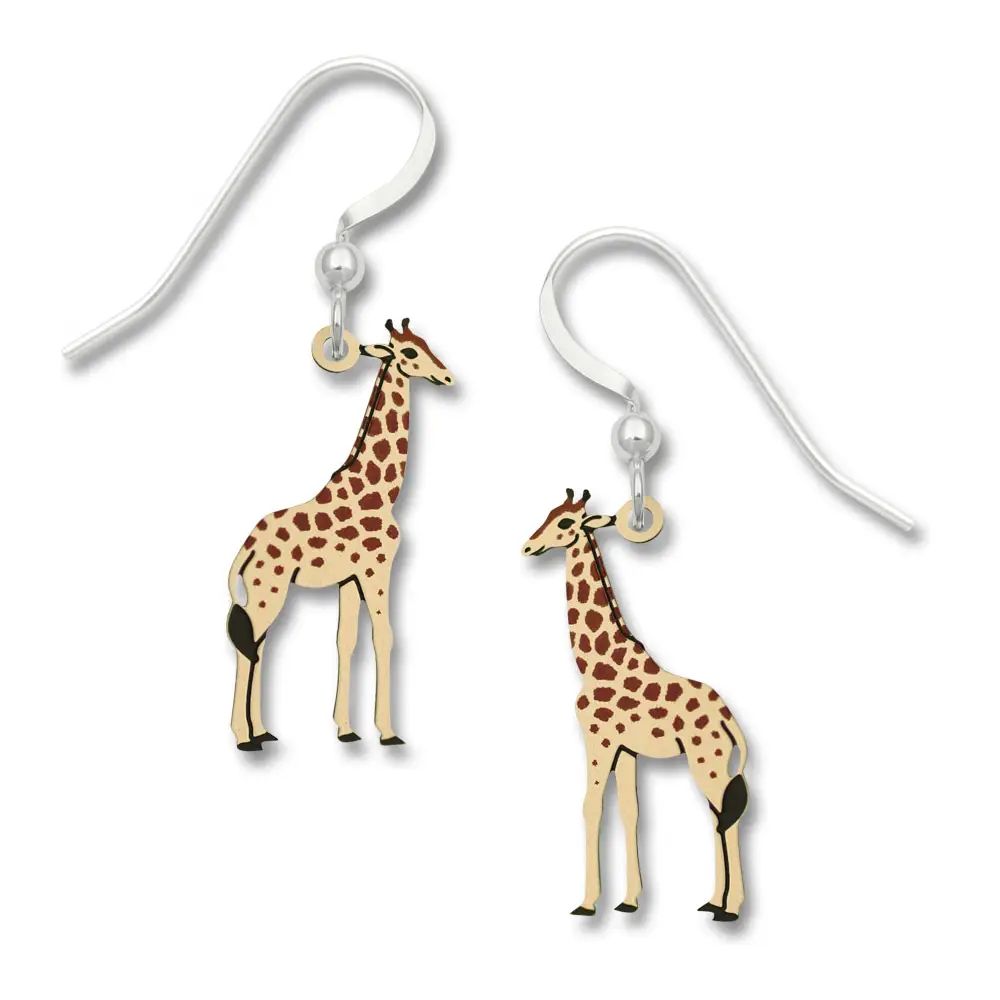 Painted Giraffe Earrings, Color: Silver