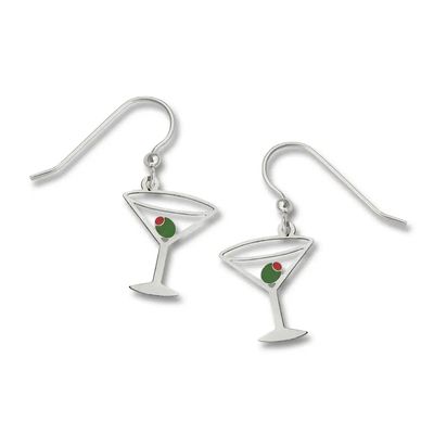 Martini Glass W/Olive Earrings