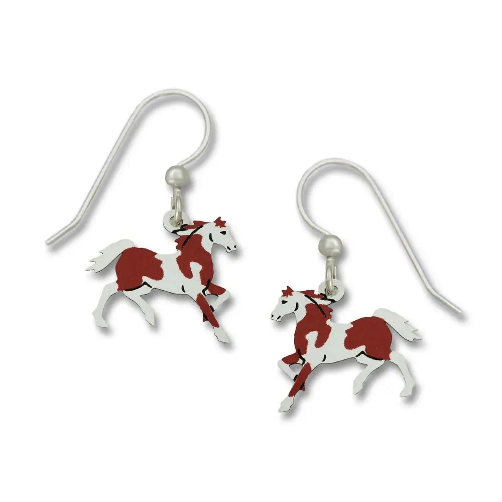 Horse-Pinto Earrings, Color: Silver
