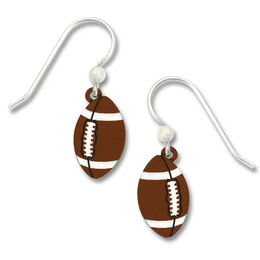 Football Earrings, Color: Silver