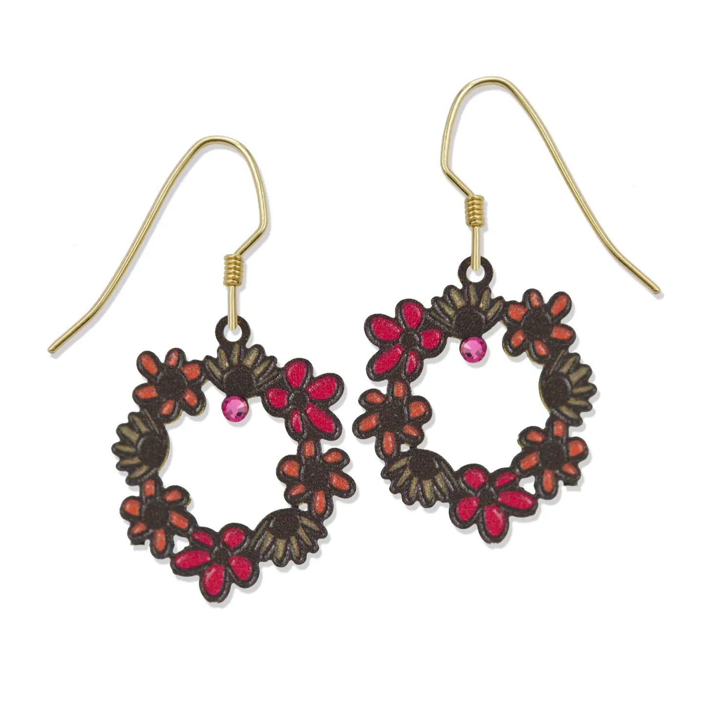 Fall Wreath Earrings, Color: Gold