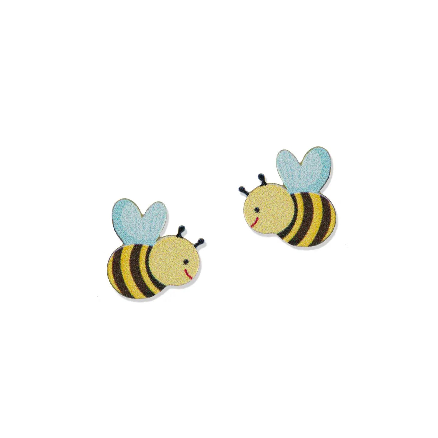 Cute Bee Post Earrings, Color: Silver
