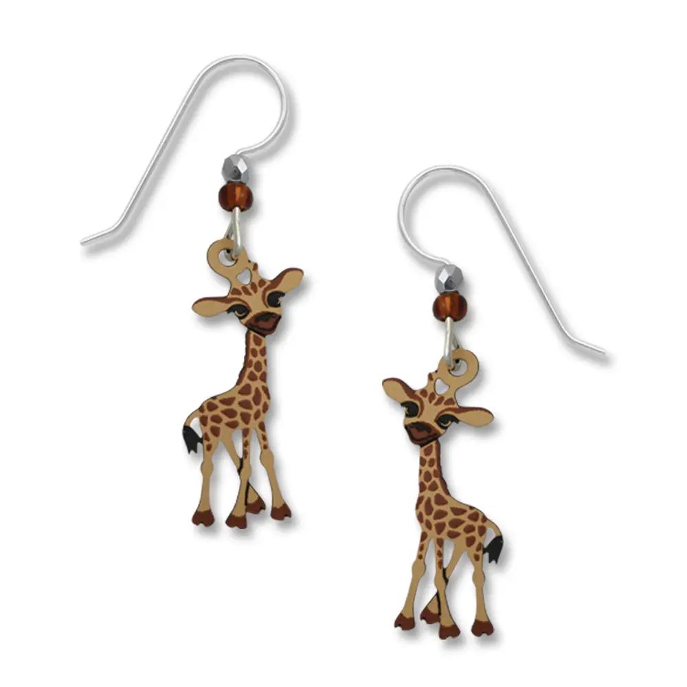 Baby Giraffe Earrings, Color: Silver