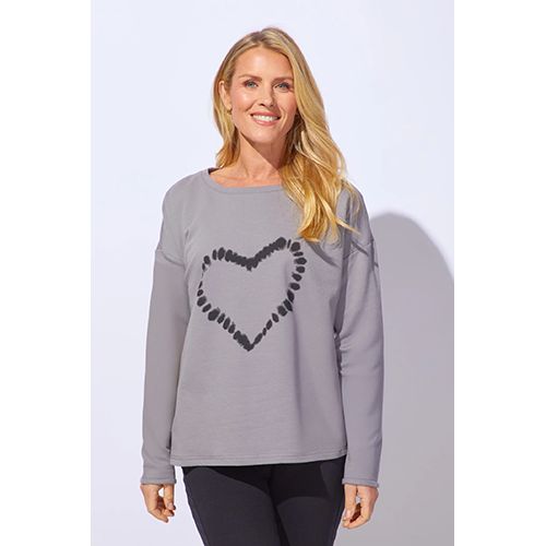 Destination Fleece Shibori Heart Pullover, Color: Fog, Size: XS