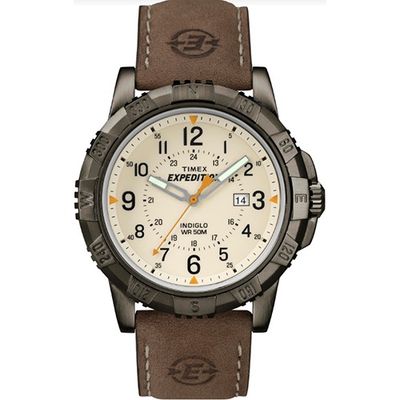 Timex Expedition Rugged Metal Analog 45mm Leather Strap Watch