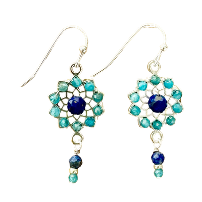Woven Flower with Apatite and Lapis