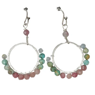 Woven Hoop With Amazonite, Rhodonite &amp; Turquoise E