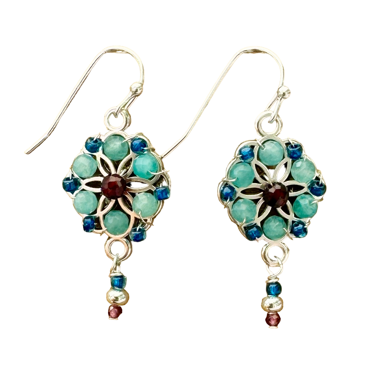 Woven Flower with Amazonite, Color: Silver