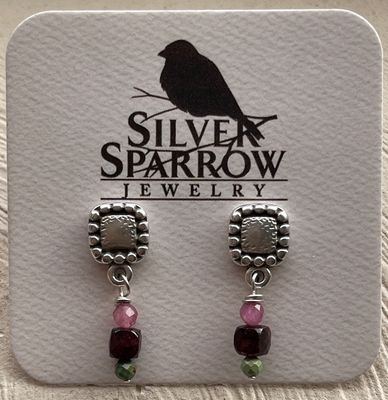 Silver Post w/Mixed Stones Earrings
