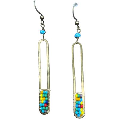 Multicolored Elongated Seed Beads Brass