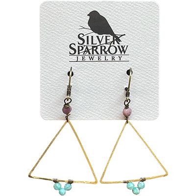 Brass triangle with Amazonite