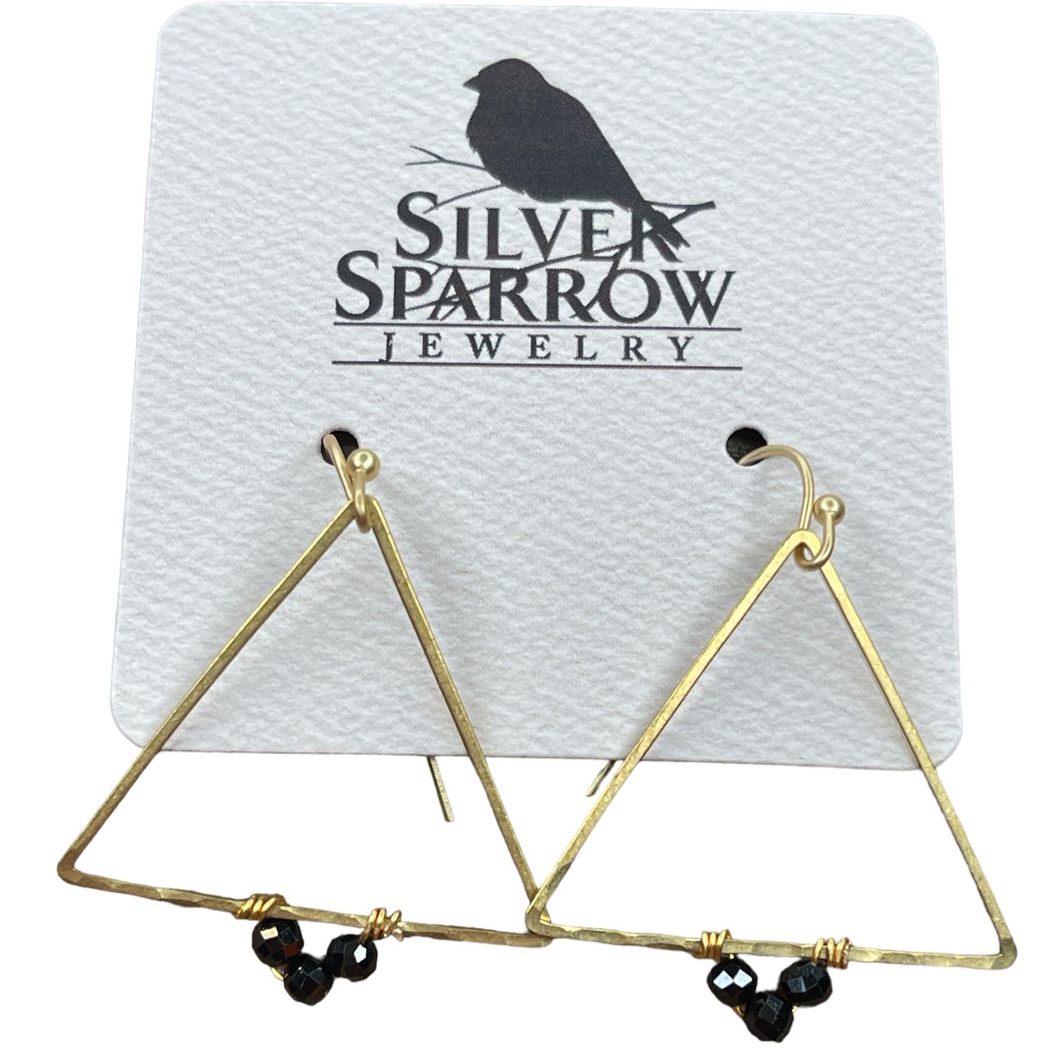 Brass Triangle with Spinel, Color: Brass