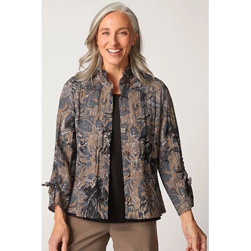 Express Travel Jacobian Floral Event Jacket, Color: Truffle, Size: Small