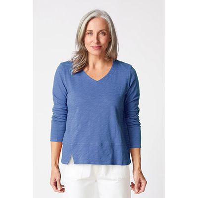 Cotton Pebble Seamed Long Sleeve Tee