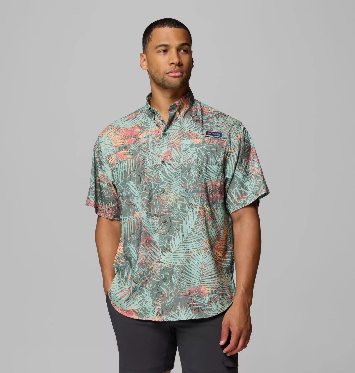 Super Tamiami Short Sleeve Men&#39;s Shirt, Color: Rosewood Hooked Up, Size: Medium