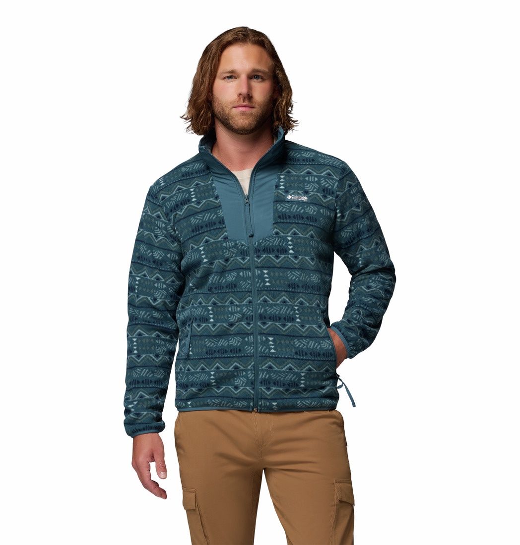 Sequoia Grove Printed Full Zip Fleece Men&#39;s Jacket, Color: Everblue Horizons, Size: Small