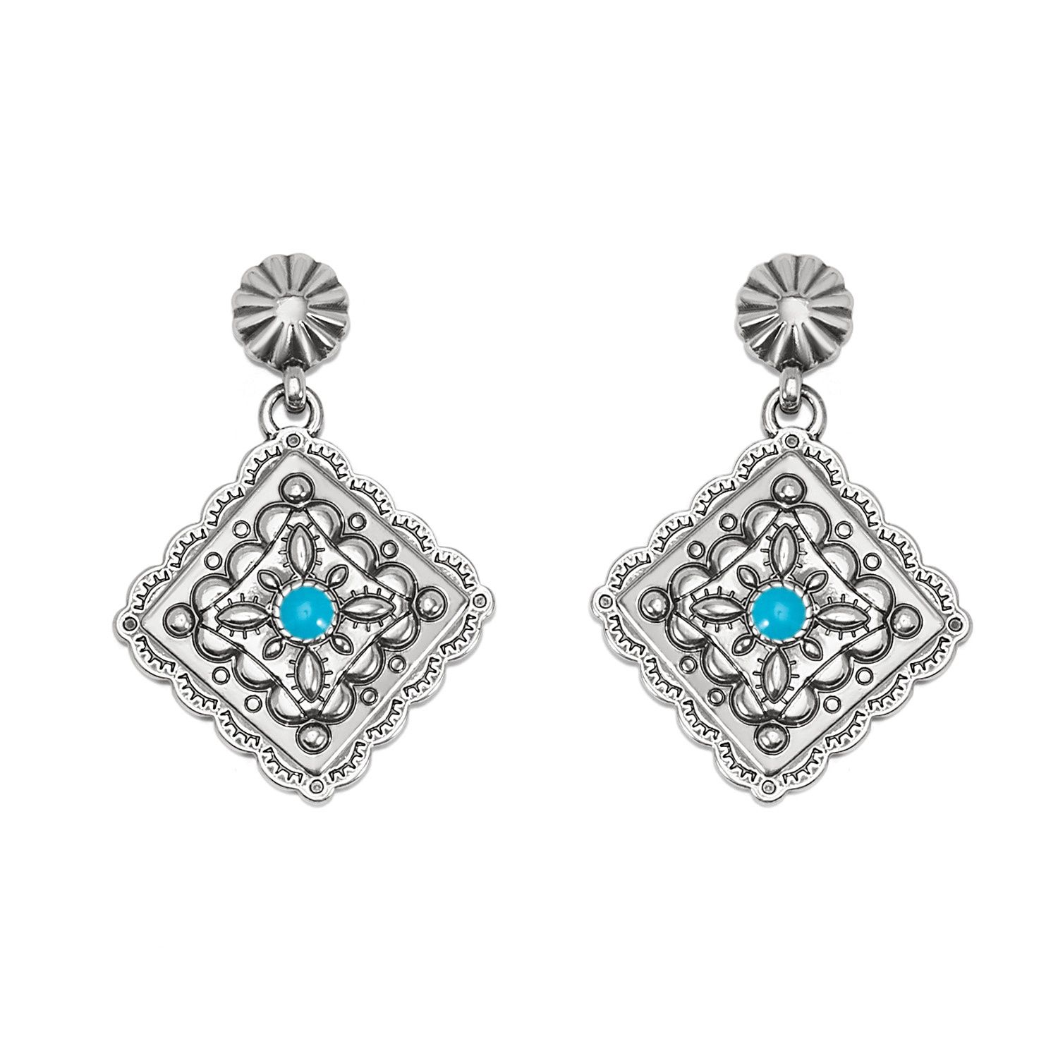 Mosaic Paseo Concho Post Drop Earrings, Color: Silver/Blue