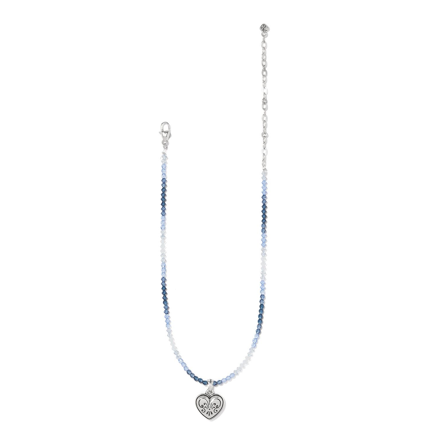 One Heart Ombre Necklace, Color: Silver/Blue