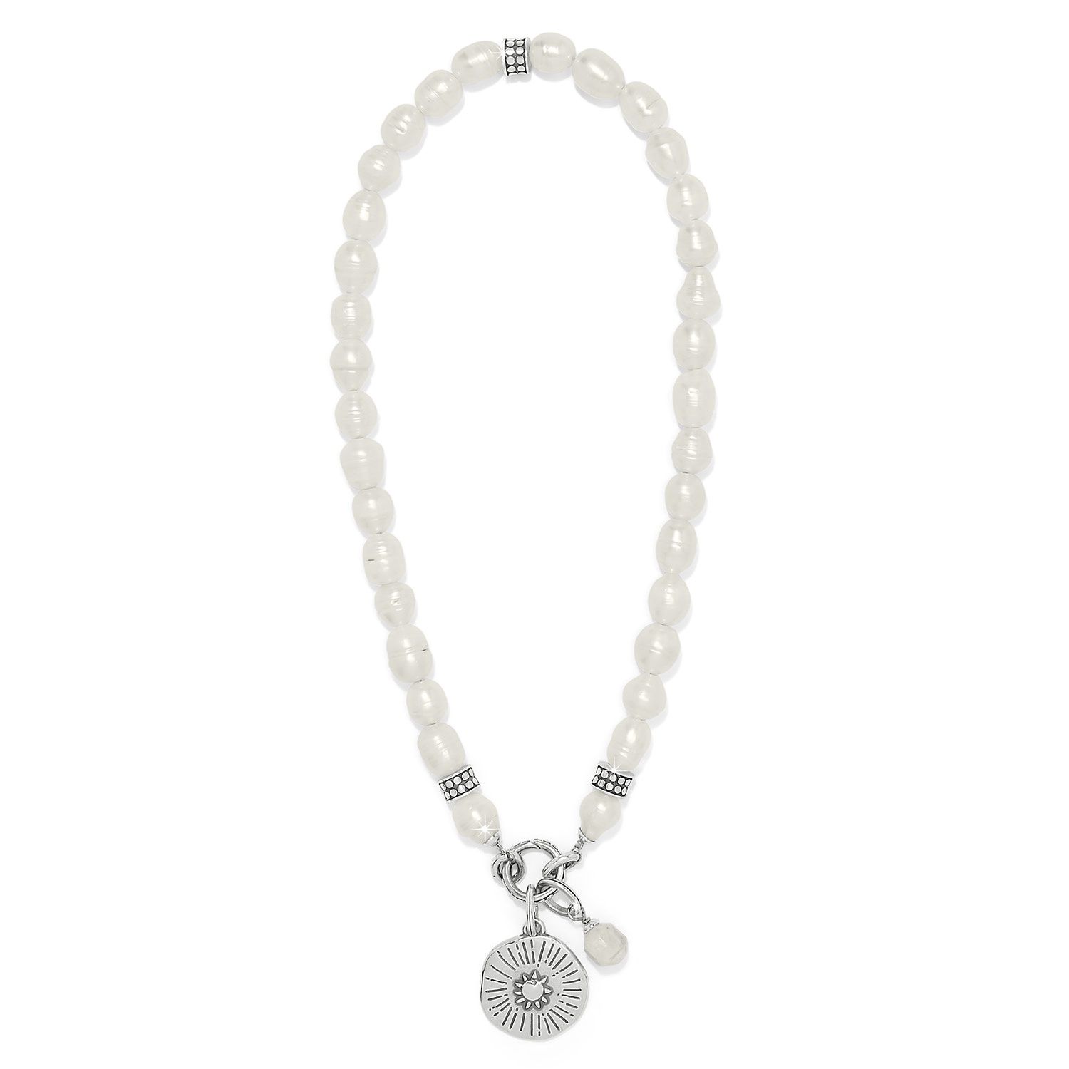 Token Charm Pearl Necklace, Color: Silver/Gold