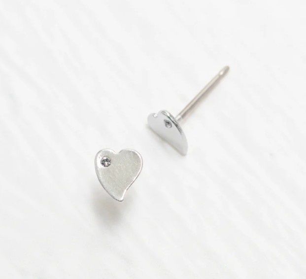 Amore Heart Earrings, Color: Silver