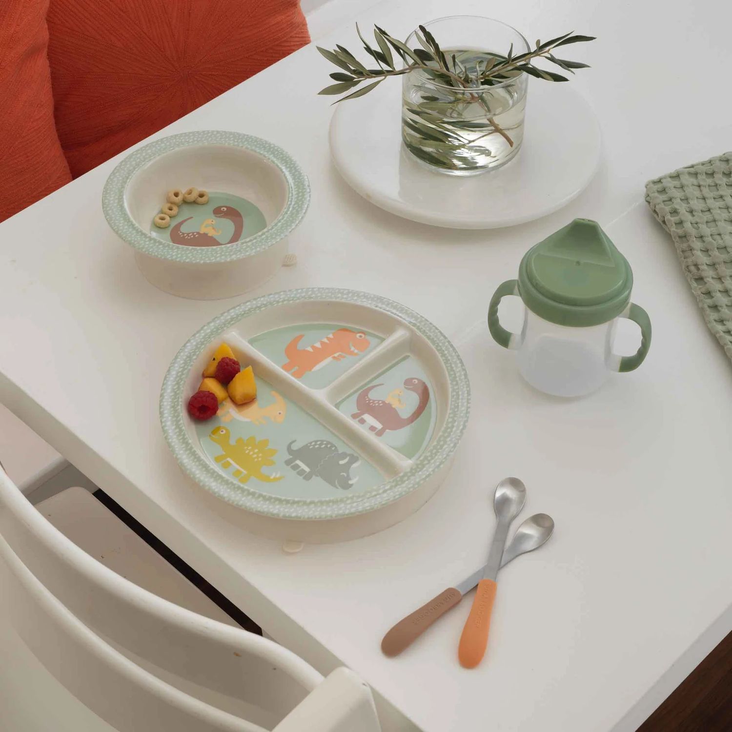 Divided Suction Plate - Baby Dinosaur