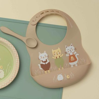 Fresh &amp; Messy Bib+Spoon Set-Prairie Kitty