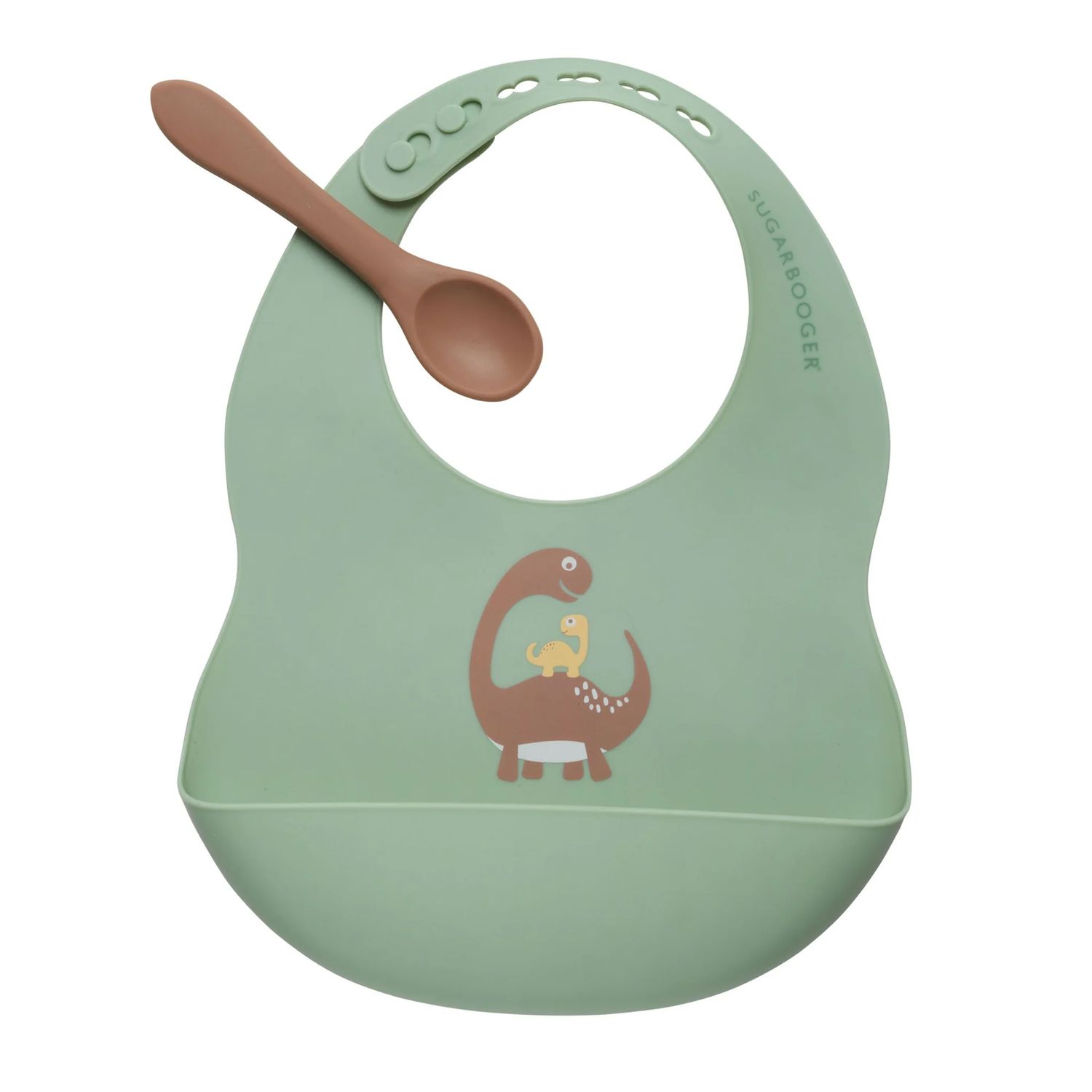 Fresh &amp; Messy Bib+Spoon Set-Baby Dinosaur