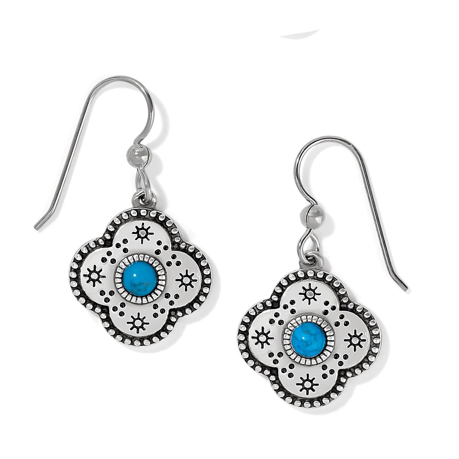 Brighton Mosaic Petite Pendant French Wire Earring, Color: Silver/Turquoise