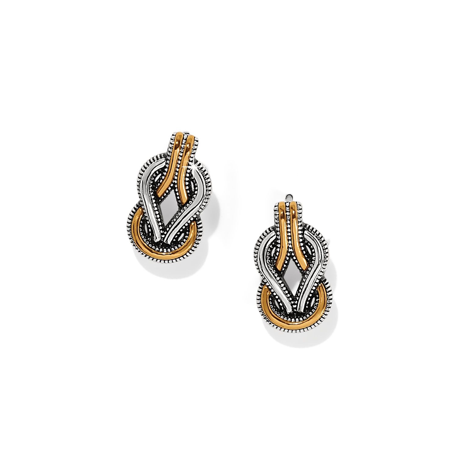Brighton Interlok Harmony Two Tone Post Earrings, Color: Silver/Gold