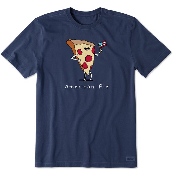 Life is Good Men's American Pizza Pie SS Tee, Color: Darkest Blue, Size: Small