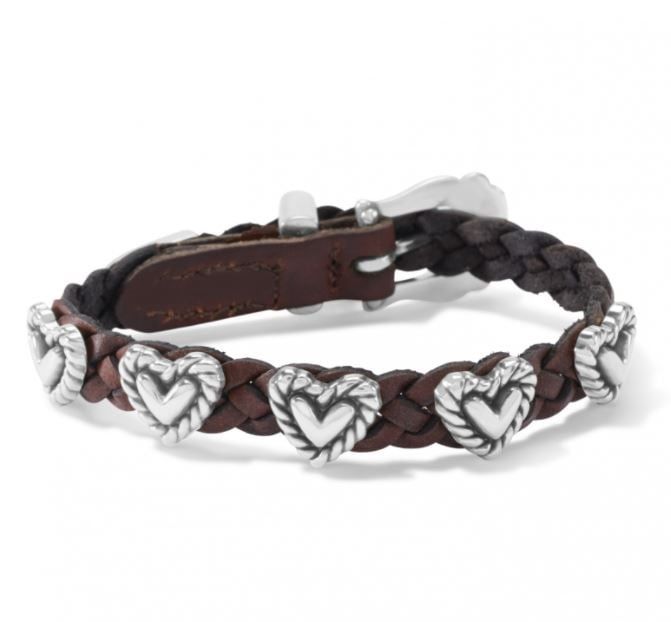Brighton Roped Heart Braid Bandit Bracelet Brown, Color: Brown