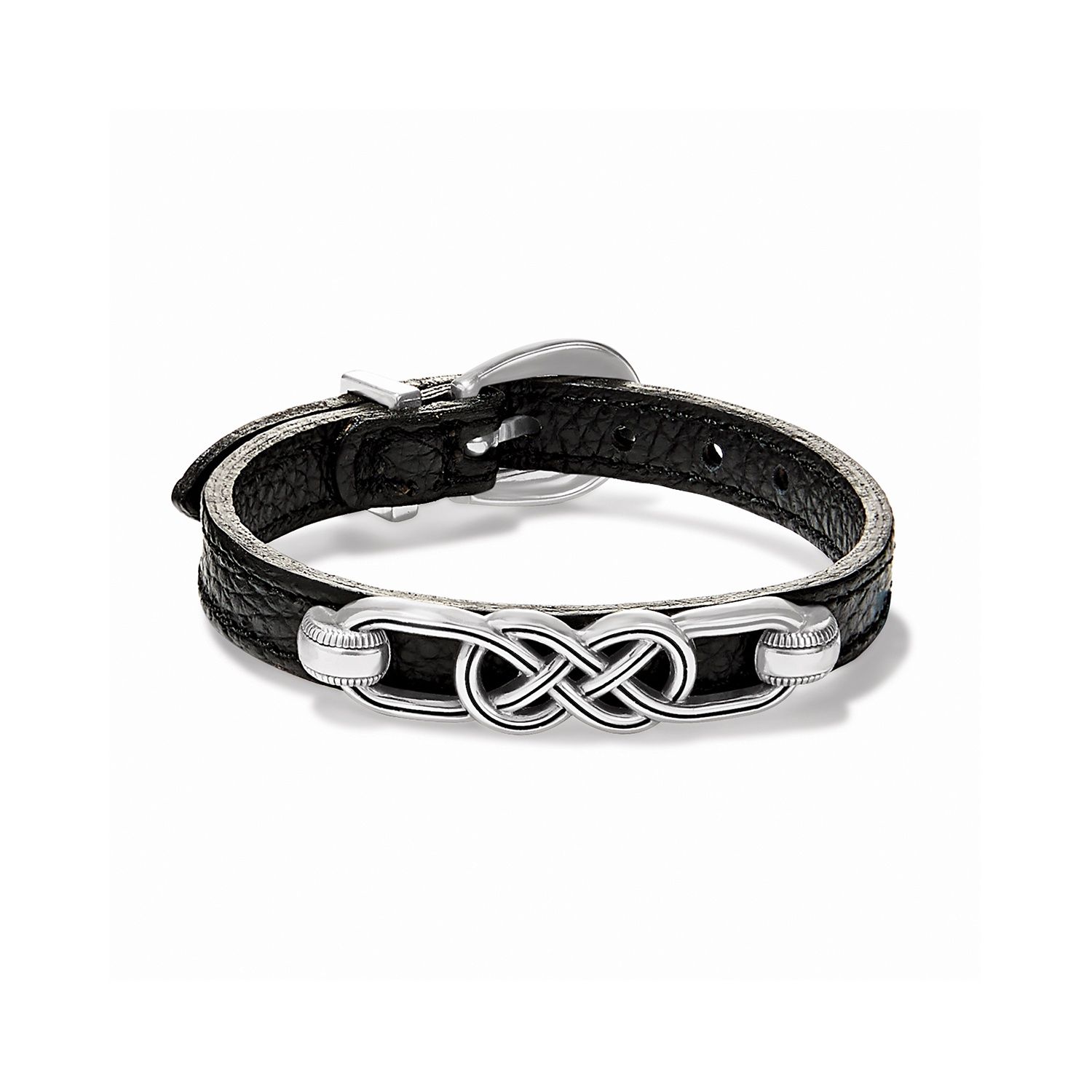 Brighton Interlok Braid Leather Bracelet - Black, Color: Black