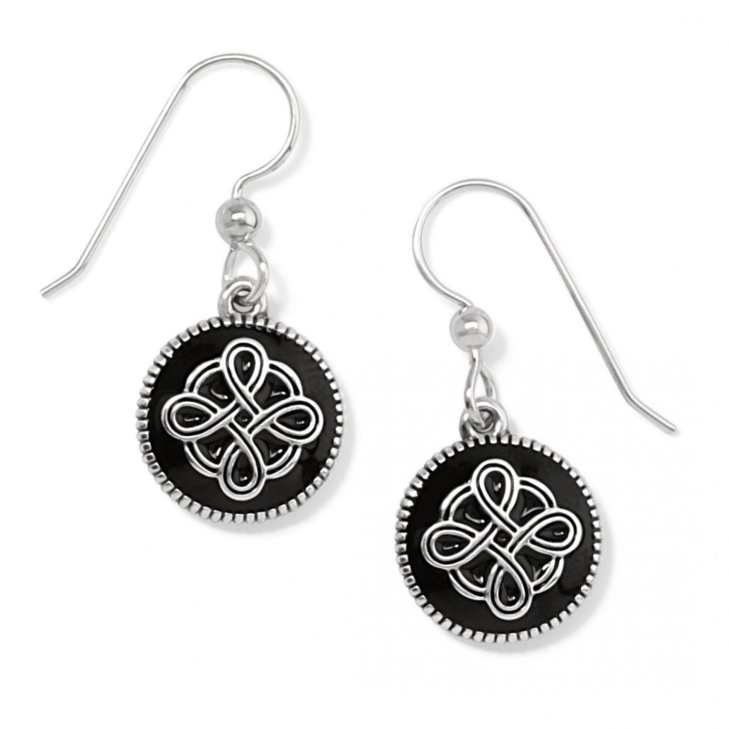 Brighton Interlok Noir French Wire Earrings, Color: Silver/Black