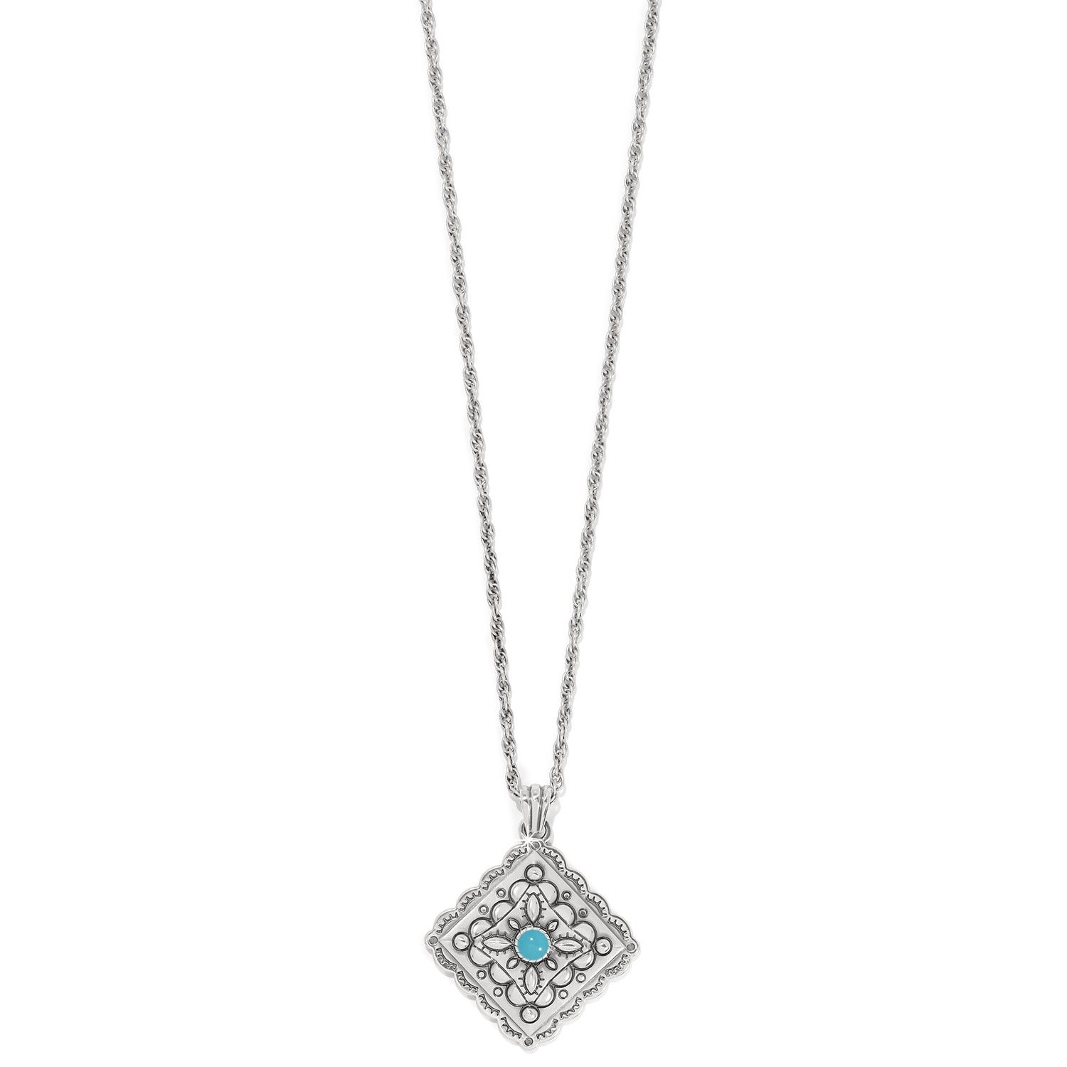 Brighton Mosaic Paseo Concho Necklace, Color: Silver/Blue