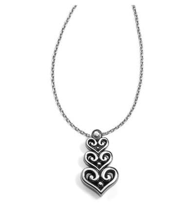 Brighton Alcazar Heart Trio Short Necklace, Color: Silver