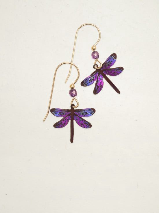 Holly Yashi Dragonfly Dreams Earrings, Color: Violet Skies/Gold